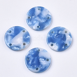 Glieder mit Kronleuchtern aus Celluloseacetat (Harz), Flachrund, Verdeck blau, 17.5x2.5 mm, Bohrung: 1.5 mm