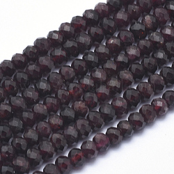 Natürlicher Granat Perlen Stränge, Rondell, facettiert, 4x3 mm, Bohrung: 1 mm, ca. 102 Stk. / Strang, 15.3 Zoll
