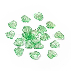 Colgantes de acrílico transparentes, hoja, verde pálido, 16x15.5x3mm, agujero: 2 mm