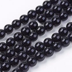 Hebras de cuentas redondas de ónix negro natural, teñido, negro, 8mm, agujero: 1 mm, aproximamente 48 pcs / cadena, 15.74 pulgada