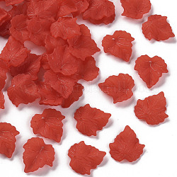 Pendentifs en acrylique givré transparent thème automne, feuille d'érable, rouge, 24x22.5x3mm, Trou: 1mm, environ 96 pcs/50 g