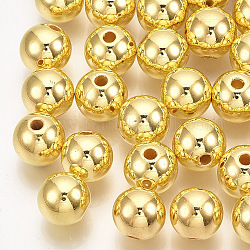 ABS Plastic Beads, Round, Golden Plated, 4x3.5mm, Hole: 1.2mm, about 72pcs/2g