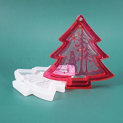 Christmas Tree Silicone Molds, Pendant Resin Casting Molds, For UV Resin, Epoxy Resin Jewelry Making, White, 115x113x15mm