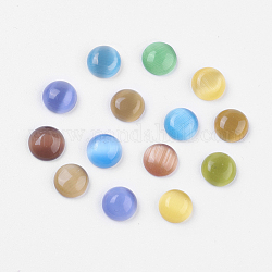 Cat Eye Cabochons, Half Round/Dome, Mixed Color, 6x3mm