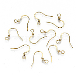 304 Stainless Steel Earring Hooks, Ear Wire, Cadmium Free & Nickel Free & Lead Free, Real 18K Gold Plated, 15~17x18~19mm, Hole: 2mm, 21 Gauge, Pin: 0.7mm