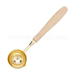 Cuchara de fusión de palos de cera de latón, con mango de madera, dorado, 121x30x15.3mm