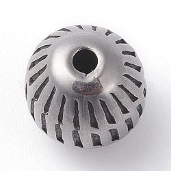 316 perline chirurgiche in acciaio inossidabile, tondo, argento antico, 9.5mm, Foro: 2 mm
