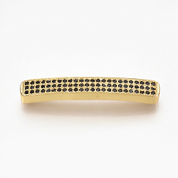 Messing Mikro ebnen Zirkonia Perlen, Würfel, Schwarz, golden, 36x5x4~5 mm, Bohrung: 1 mm