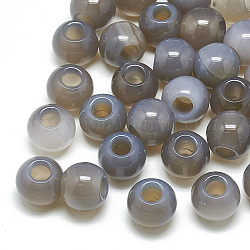 Perles en agate grise naturelle, Perles avec un grand trou   , rondelle, 14x12mm, Trou: 5.5mm