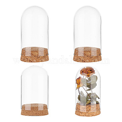 Nbeads 4 sets 2 tailles dôme en verre avec base en liège, bouteilles en verre avec bouchons en liège affichage dôme bouteilles de décoration en verre pour plantes affichage de fleurs faveurs de fête de mariage noël bricolage artisanat