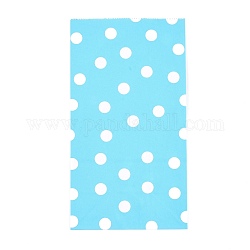 Polka Dot Pattern Eco-Friendly Kraft Paper Bags, Gift Bags, Shopping Bags, Rectangle, Light Blue, 24x13x8cm