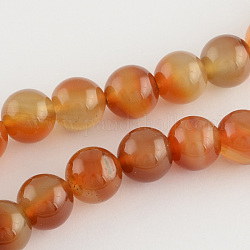 Natural Red Agate Round Bead Strands, Dyed, 8mm, Hole: 1mm, about 48pcs/strand, 14.9inch