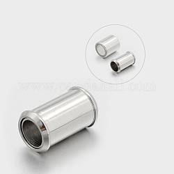 Column 304 Stainless Steel Magnetic Clasps, Stainless Steel Color, 16x9.5mm, Hole: 6mm