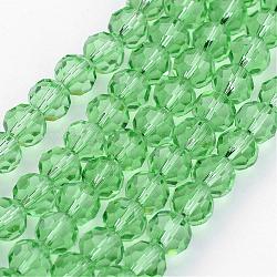 Transparent Glass Bead Strands, Imitate Austrian Crystal, Faceted(32 Facets), Round, Light Green, 4mm, Hole: 1mm, about 96~100pcs/strand, 14~14.5 inch