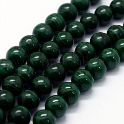 Chapelets de perles en malachite naturelle, ronde, 7~8mm, Trou: 0.8mm, Environ 52 pcs/chapelet, 15.7 pouce (40 cm)