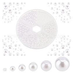 Pandahall elite joyería perlas haciendo encontrar kit, incluyendo cuentas de rocailles de miyuki, Perlas de acrílico de perlas imitadas, redondo, blanco, 2~8x1.3~8mm, agujero: 0.8~2 mm, 2070 unidades / caja