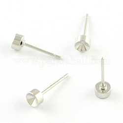 Iron Stud Earring Settings, Cadmium Free & Lead Free, Platinum, Fit for 5mm rhinestone, 5mm, pin: 0.8mm