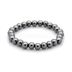 Bracelets extensibles boules de perles d'hématite non magnétiques, diamètre intérieur: 2-1/4 pouce (5.8 cm)