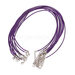 Ciré fabrication de collier, avec alliage de zinc mousquetons, platine, violet foncé, 17.8 pouce ~ 18 pouces (45.5~46 cm), 2mm