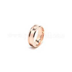 201 кольцо из нержавеющей стали с рифлением для пальцев, кольцевой сердечник, для изготовления инкрустации, розовое золото , внутренний диаметр: 21 мм, 8 мм, кольцевая канавка: 4.3 мм