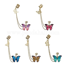 Farfalla 304 catenella per orecchini con polsino in acciaio inossidabile, orecchini a bottone in lega orecchini cingolati, colore misto, 84mm