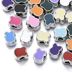UV-Beschichtung Acryl europäischen Perlen, mit Emaille, Großloch perlen, Mischfarbe, Kaninchen, Platin Farbe, 13x10x9 mm, Bohrung: 5 mm