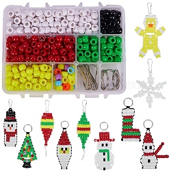 SUNNYCLUE DIY Keychain, Resin Large Hole Beads, Iron Key Clasp Findings and Polyester Cord, Christmas Style, Platinum, 14x10.8x3cm