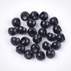 Opaque AS Plastic Charms, Suzumaru Beads, Round, Black, 10x9.5x9mm, Hole: 4mm, about 1600pcs/500g