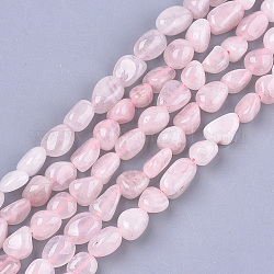 Chapelets de perles en quartz rose naturel, pierre roulée, pépites, 8~19x8~12x4~8mm, Trou: 0.8mm, Environ 37 pcs/chapelet, 15.9 pouce