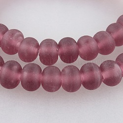 Frosted Lampwork Rondelle Beads Strands, Indian Red, 10x7mm, Hole: 1.5mm, about 49pcs/strand, 13.8inch