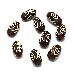 Perline dzi di fortuna e longevità in stile tibetano, agata naturale perle, ovale, 22.5~24x14mm, Foro: 2.5~3 mm