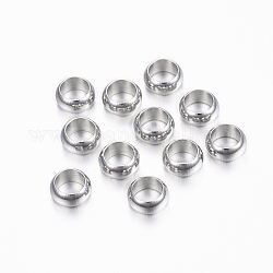 304 Edelstahl-Abstandhalter-Perlen, Ring, Edelstahl Farbe, 6x3 mm, Bohrung: 4 mm