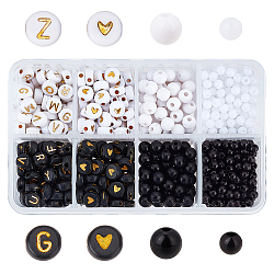 Chgcraft 1080pcs 8 perles acryliques opaques de style, plat rond & rond, couleur mixte, 4~7x3.7~6mm, Trou: 1.5~2mm, 1080 pcs / boîte