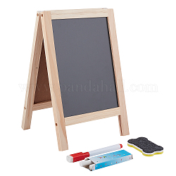 Configuración de panel de dibujo de caballete de madera plegable, niños aprendiendo juguetes educativos, cuadrado, negro, 30x19x2.6 cm