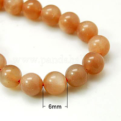 Chapelets de perles de sunstone naturelle naturelles, Grade a, ronde, chocolat, 6mm, Trou: 1mm