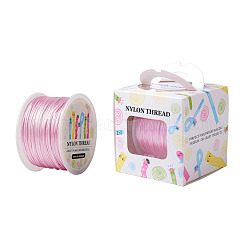 Nylon Thread, For Chinese Knot Making, Round, Pink, 1mm, about 100yards/roll(91.44m/roll), 300 feet/roll