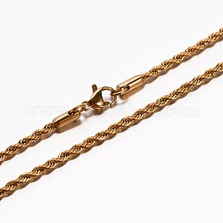 Colliers avec chaîne de corde en 304 acier inoxydable, avec fermoir, or, 19.7 pouce (50 cm), 2.3mm