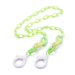 Colliers de chaîne de câble en plastique ABS personnalisés, chaînes de lunettes, chaînes de sac à main, avec anneaux de liaison en acrylique et fermoirs pinces de homard en plastique, vert clair, 23.03 pouce (58.5 cm)