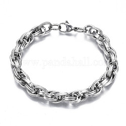 201 braccialetto a catena in corda di acciaio inossidabile per uomo donna, colore acciaio inossidabile, 8-7/8 pollice (22.5 cm)