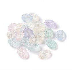 Transparent Frosted Acrylic Beads, AB Color Plated, Oval, Mixed Color, 17.5x12.5x7mm, Hole: 1.5mm, 570pcs/500g