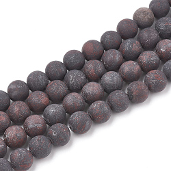 Perline Bloodstone naturale fili, perle di pietra eliotropio, smerigliato, tondo, 6mm, Foro: 1 mm, circa 63pcs/filo, 15.5 pollice