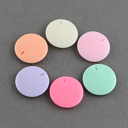 Opaque Acrylic Beads, Flat Round/Lentil, Mixed Color, 19.5x4.5mm, Hole: 1mm, about 300pcs/500g