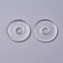 Glass Pendants, Donut/Pi Disc, Clear, Donut Width: 11~11.5mm, 30~31x3.5~4mm, Hole: 8mm