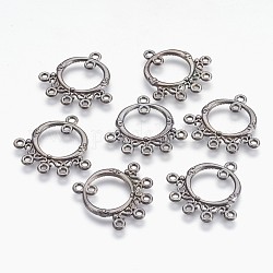 Tibetischen Stil Verbinder/Kronleuchter Komponenten, Bleifrei und cadmium frei, Ring, Metallgrau, 26x25x2 mm, Bohrung: 1.5 mm