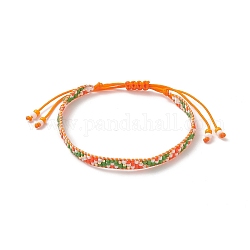 Плетеные браслеты ручной работы из японского бисера, регулируемый браслет для женщин, темно-оранжевый, внутренний диаметр: 2-1/8~3-3/4 дюйм (5.5~9.5 см)