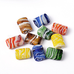 Mixed Color Handmade Lampwork Beads, Rectangle, 22mm wide, 30mm long, hole: 2.5mm