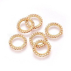 Miyuki & toho perles de rocaille japonaises faites à la main, avec anneaux connecteurs en 304 acier inoxydable, motif de tissage, anneau, or, bisque, 14.5~15x1.7mm