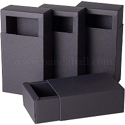 Boîte pliante en papier kraft, boîte à tiroirs, rectangle, noir, 11.2x8.2x4.2 cm, 20 pièces / kit