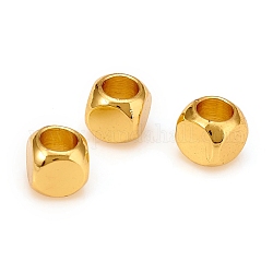 Perline distanziali in ottone placcato di lunga durata, cubo, oro, 4x4x4mm, Foro: 2.5 mm
