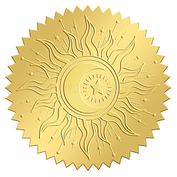 Autocollants en relief auto-adhésifs en feuille d'or, autocollant de décoration de médaille, motif de soleil, 5x5 cm